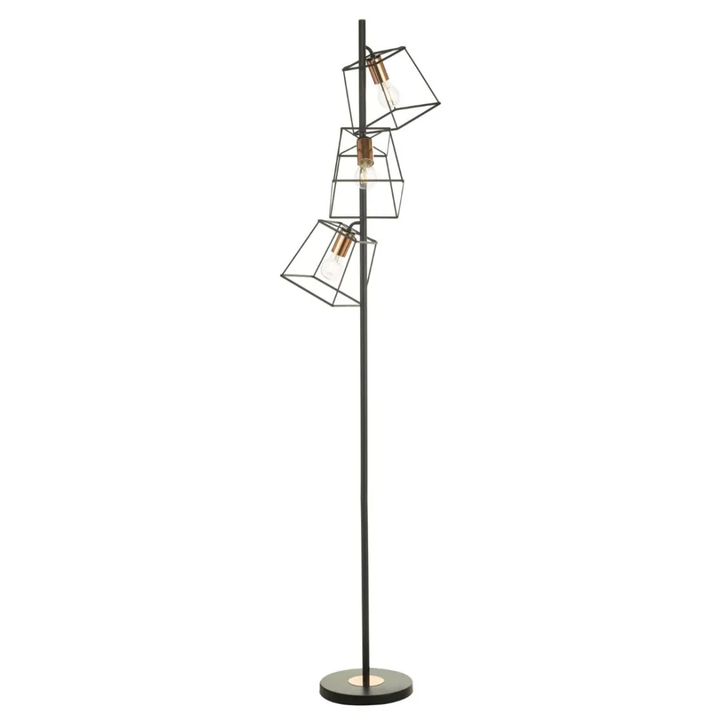 Tower 3 Light Black/Copper Floor Lamp