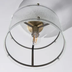 Traynor Clear And Antique Brass Flush Ceiling Light