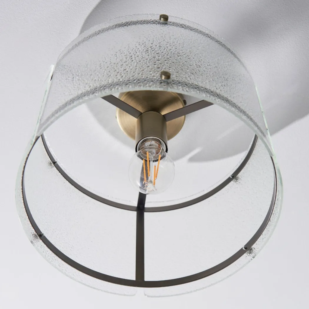 Traynor Clear And Antique Brass Flush Ceiling Light