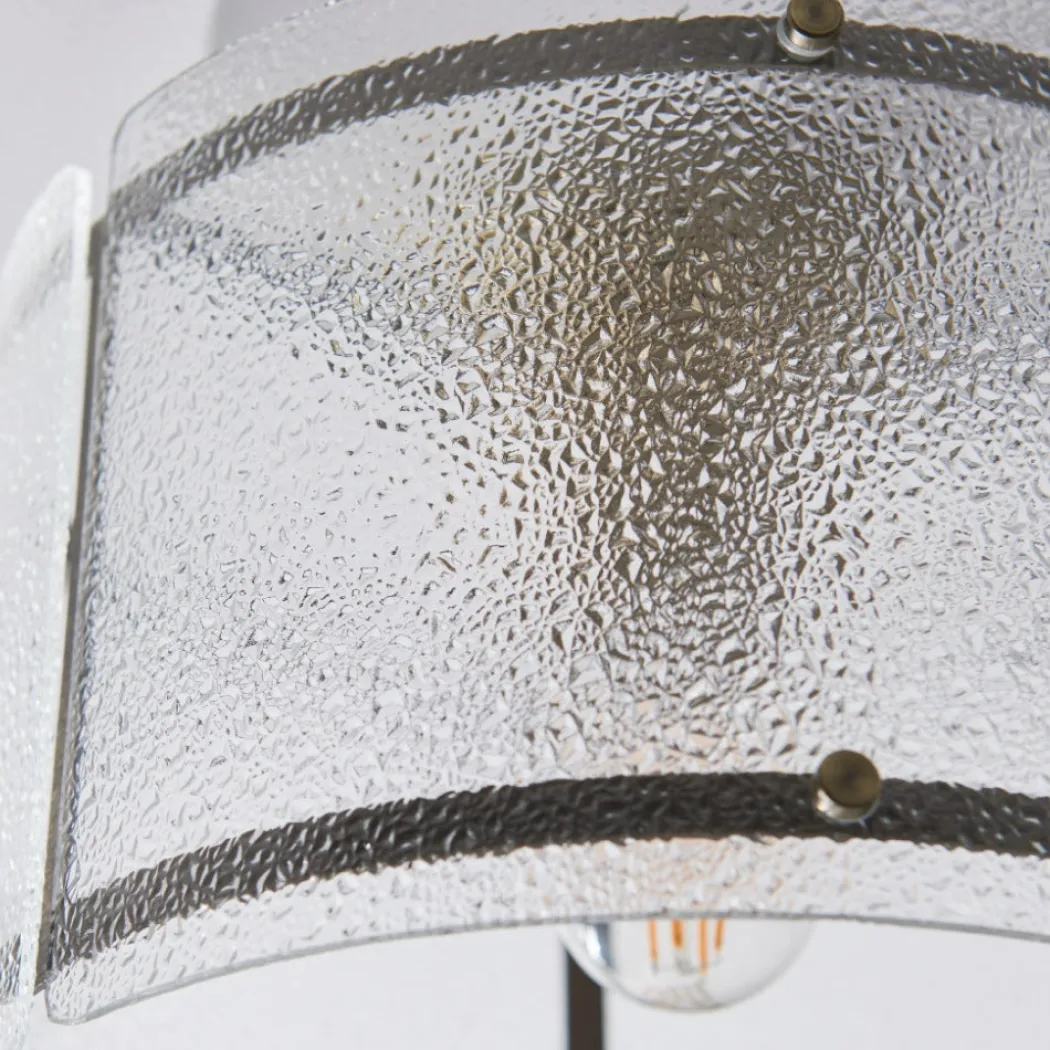 Traynor Clear And Antique Brass Flush Ceiling Light