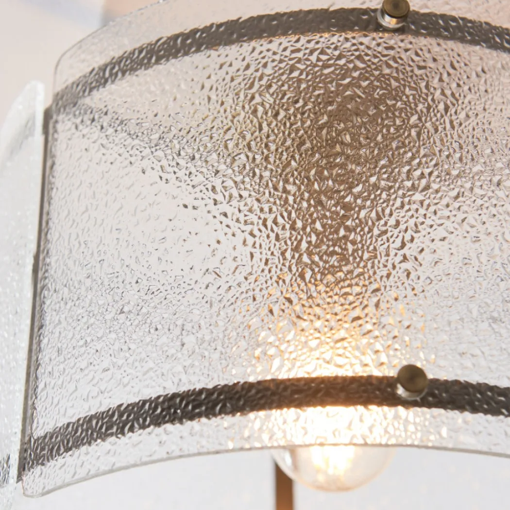 Traynor Clear And Antique Brass Flush Ceiling Light