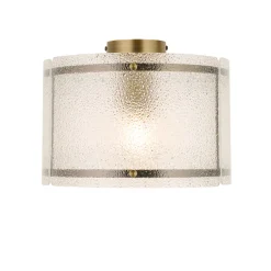 Traynor Clear And Antique Brass Flush Ceiling Light