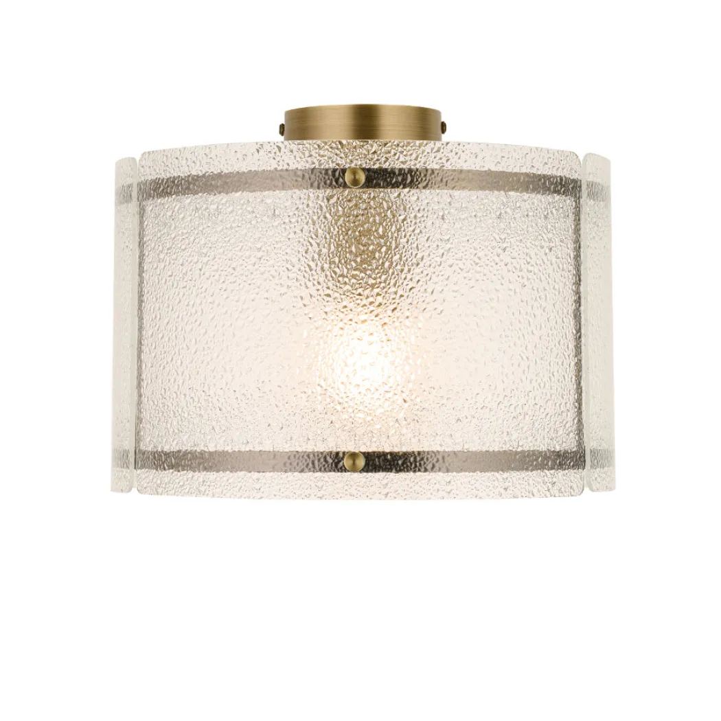 Traynor Clear And Antique Brass Flush Ceiling Light