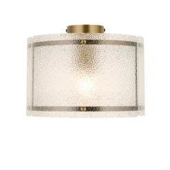 Traynor Clear And Antique Brass Flush Ceiling Light