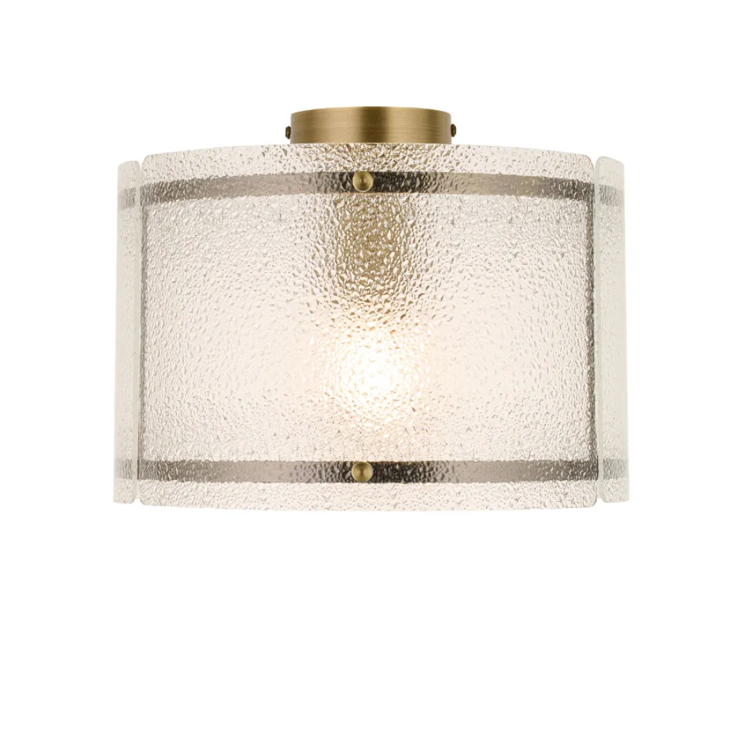Traynor Clear And Antique Brass Flush Ceiling Light