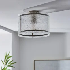 Traynor Clear And Antique Brass Flush Ceiling Light