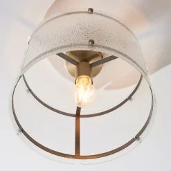 Traynor Clear And Antique Brass Flush Ceiling Light