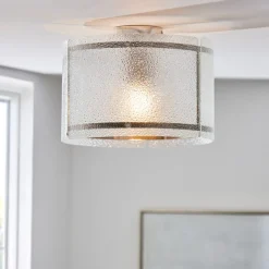 Traynor Clear And Satin Nickel Flush Ceiling Light