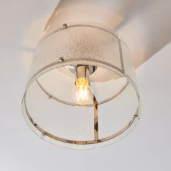 Traynor Clear And Satin Nickel Flush Ceiling Light