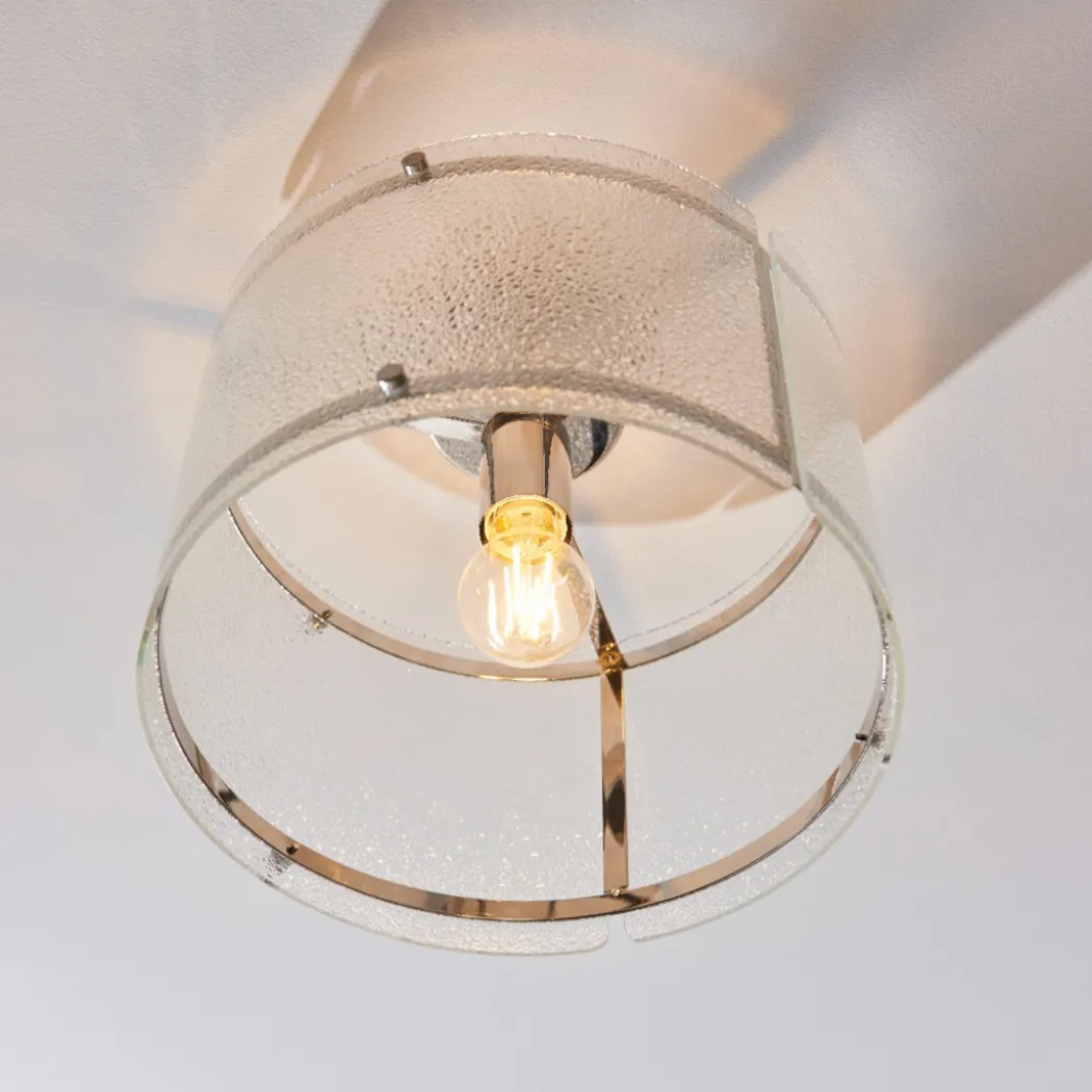 Traynor Clear And Satin Nickel Flush Ceiling Light