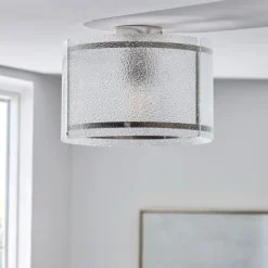 Traynor Clear And Satin Nickel Flush Ceiling Light