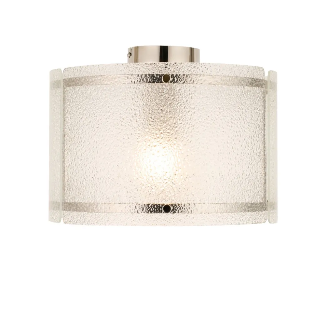Traynor Clear And Satin Nickel Flush Ceiling Light