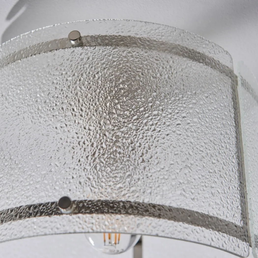 Traynor Clear And Satin Nickel Flush Ceiling Light