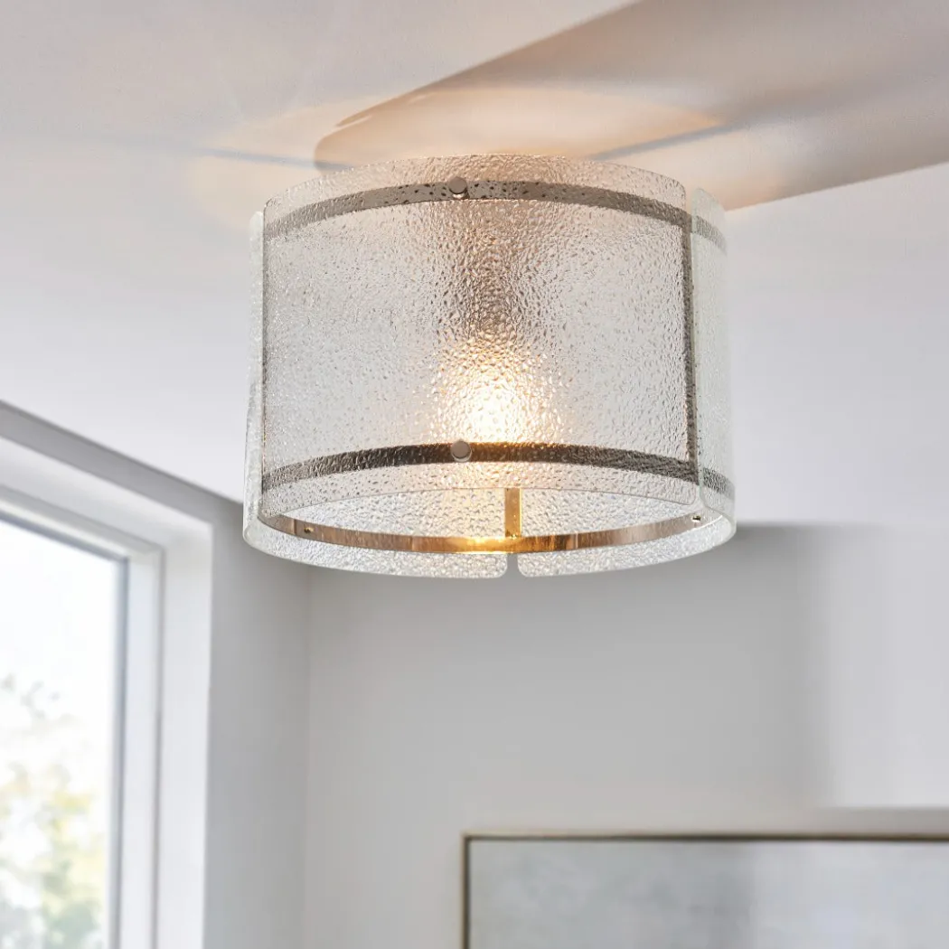 Traynor Clear And Satin Nickel Flush Ceiling Light