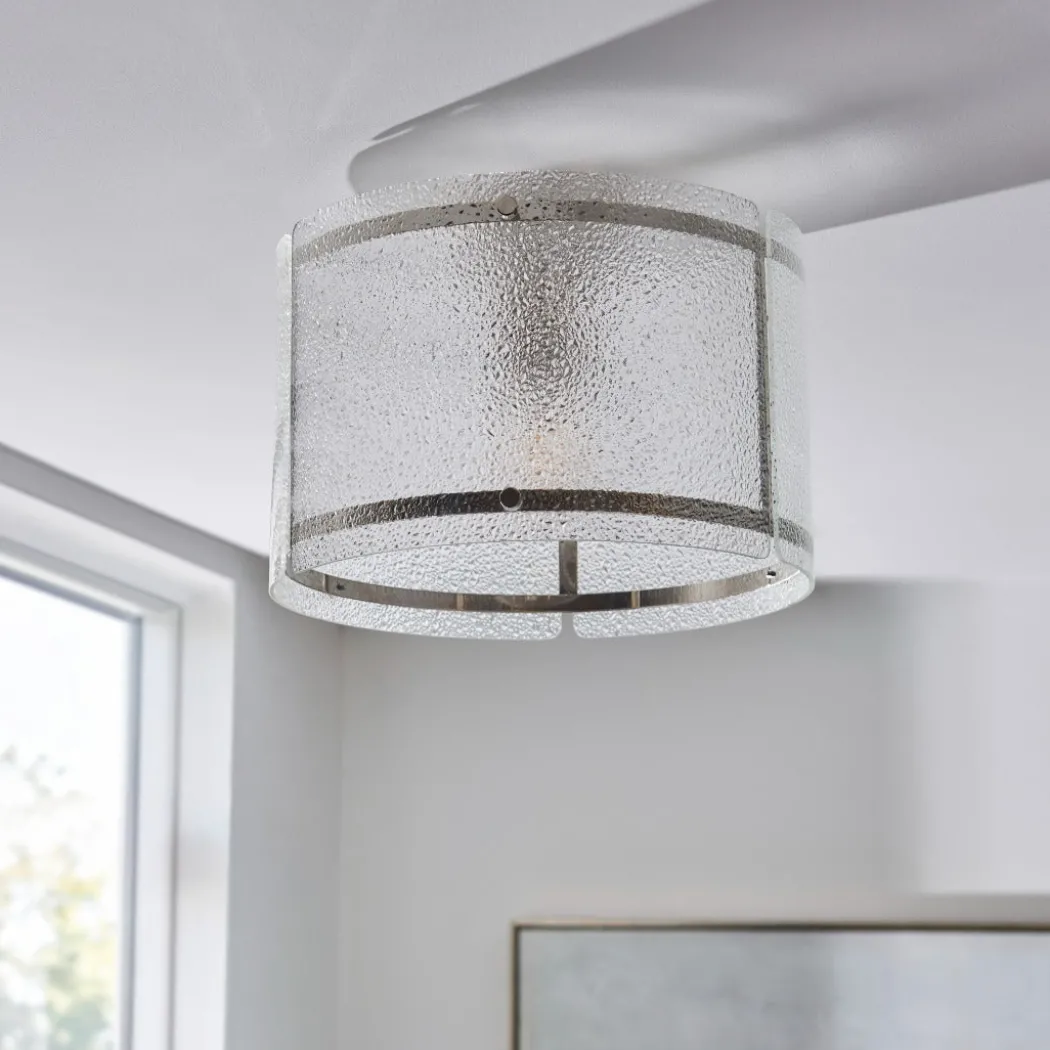 Traynor Clear And Satin Nickel Flush Ceiling Light