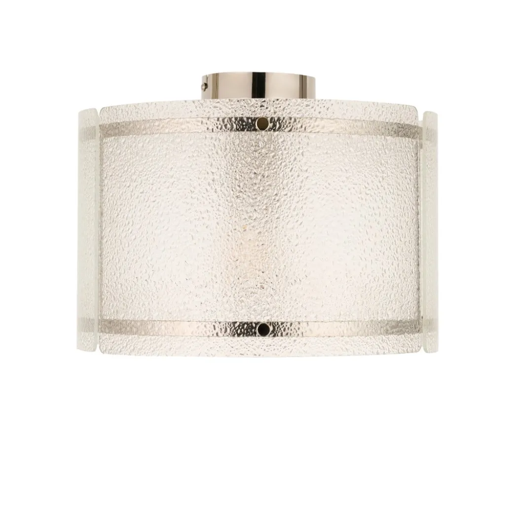 Traynor Clear And Satin Nickel Flush Ceiling Light