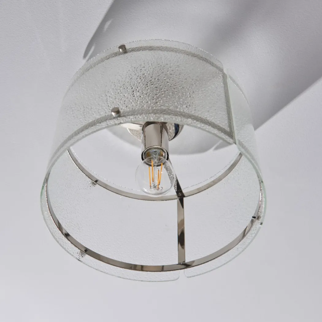 Traynor Clear And Satin Nickel Flush Ceiling Light