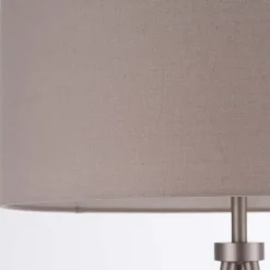 Tri Matte Nickel Tripod Floor Lamp with Grey Shade