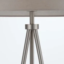 Tri Matte Nickel Tripod Floor Lamp with Grey Shade