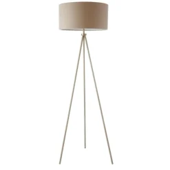 Tri Matte Nickel Tripod Floor Lamp with Grey Shade