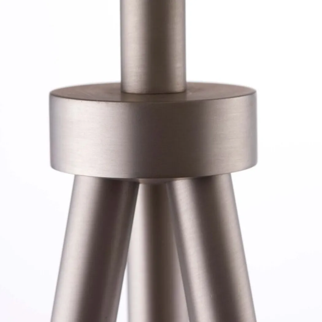 Tri Matte Nickel Tripod Floor Lamp with Grey Shade