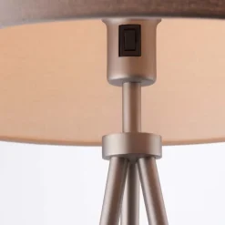 Tri Matte Nickel Tripod Floor Lamp with Grey Shade