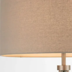 Tri Matte Nickel Tripod Floor Lamp with Grey Shade