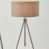 Tri Matte Nickel Tripod Table Lamp with Grey Shade