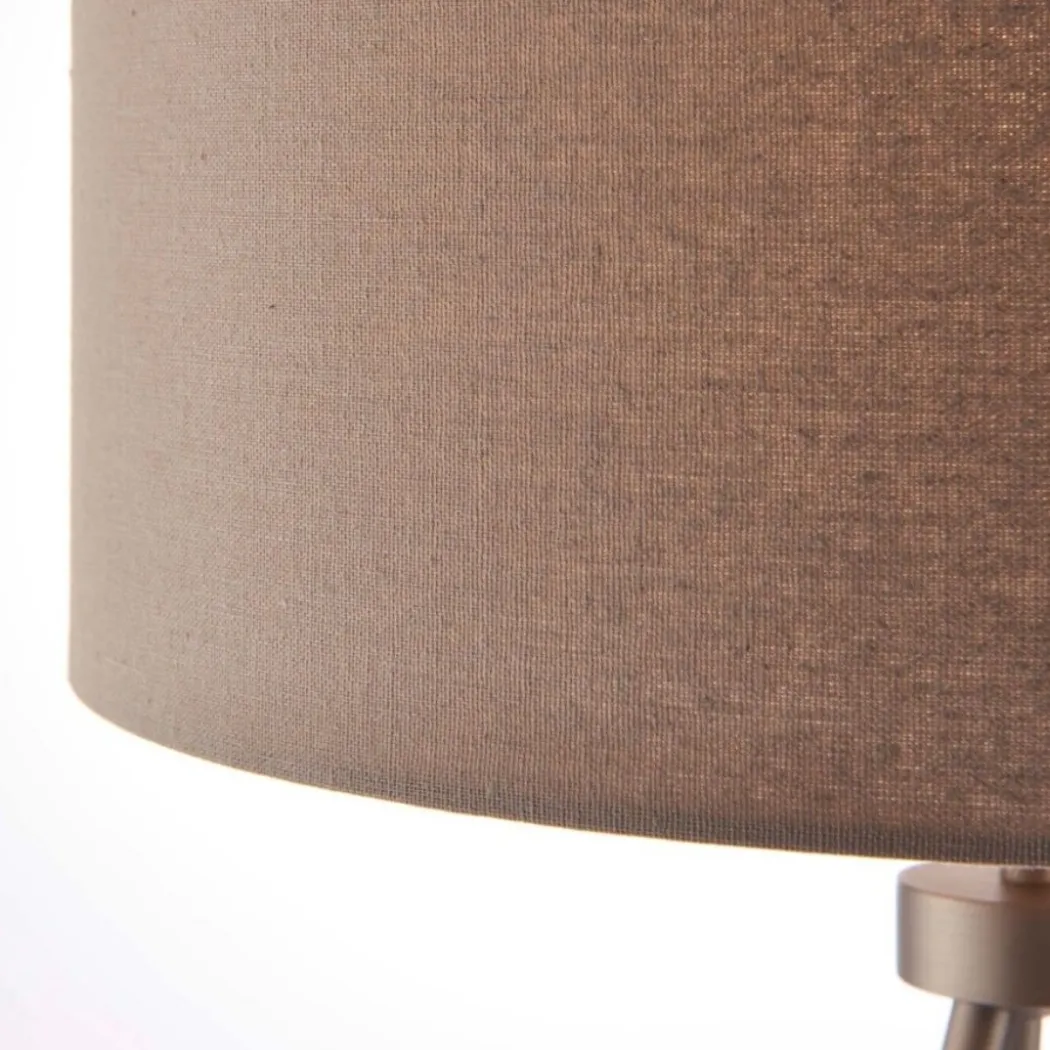 Tri Matte Nickel Tripod Table Lamp with Grey Shade