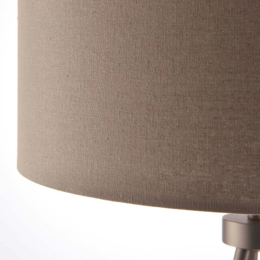Tri Matte Nickel Tripod Table Lamp with Grey Shade