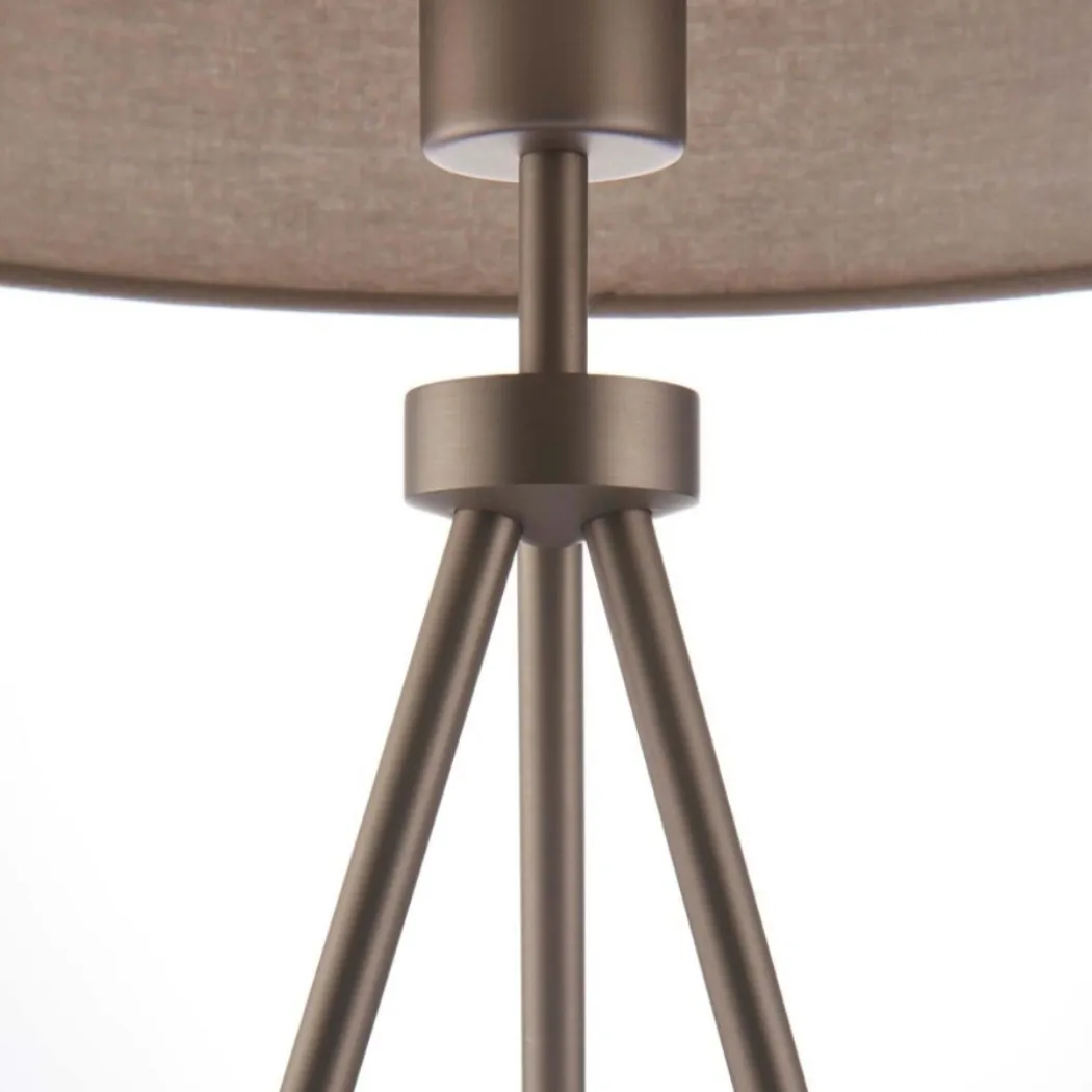 Tri Matte Nickel Tripod Table Lamp with Grey Shade