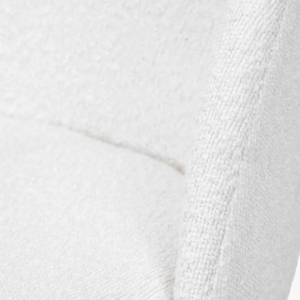 Turi White Bouclé Fabric and Black Metal Dining Chair