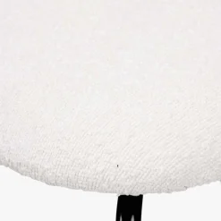 Turi White Bouclé Fabric and Black Metal Dining Chair