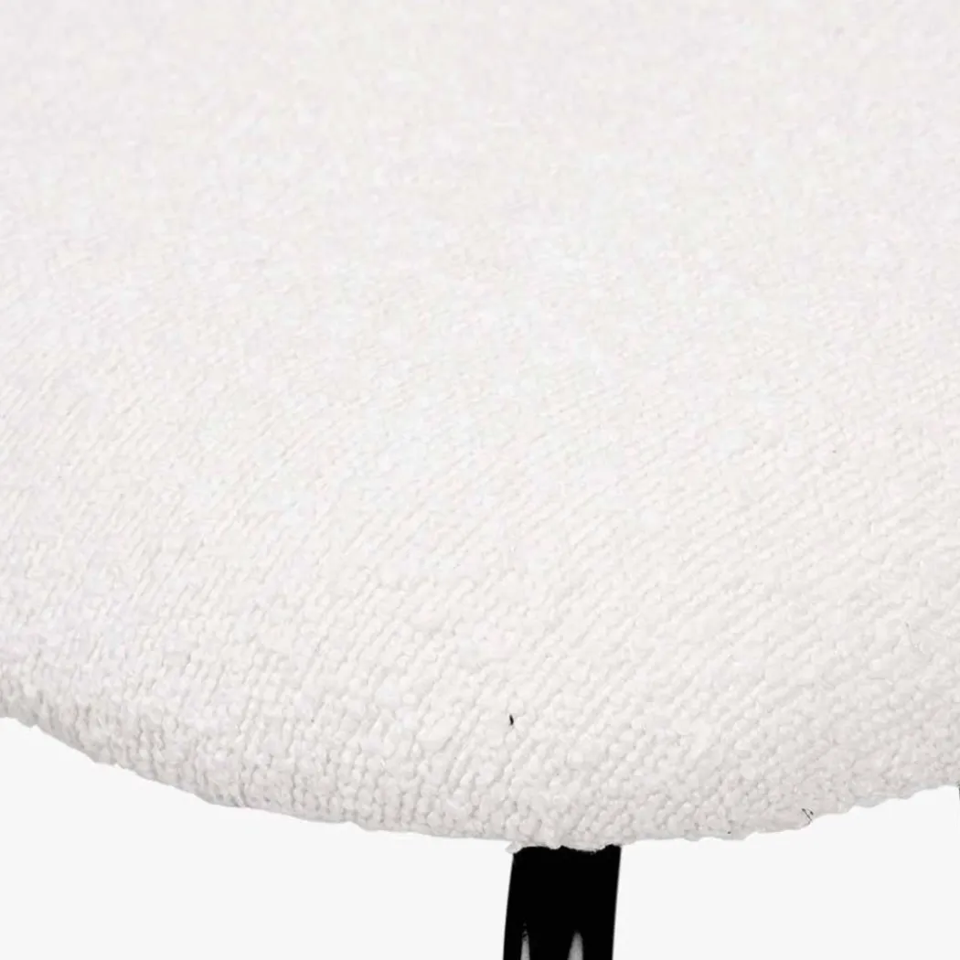 Turi White Bouclé Fabric and Black Metal Dining Chair