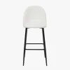 Turi White Boucl√© Fabric and Black Metal Bar Stool