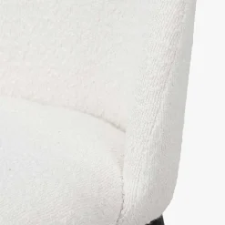 Turi White Bouclé Fabric and Black Metal Bar Stool