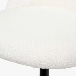 Turi White Bouclé Fabric and Black Metal Bar Stool