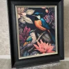 Twin Parrots Digital Print with Black Frame