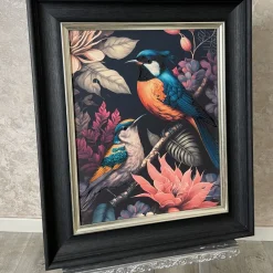 Twin Parrots Digital Print with Black Frame