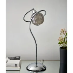 Twine Polished Chrome & Smoked Glass Table Lamp