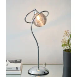 Twine Polished Chrome & Smoked Glass Table Lamp