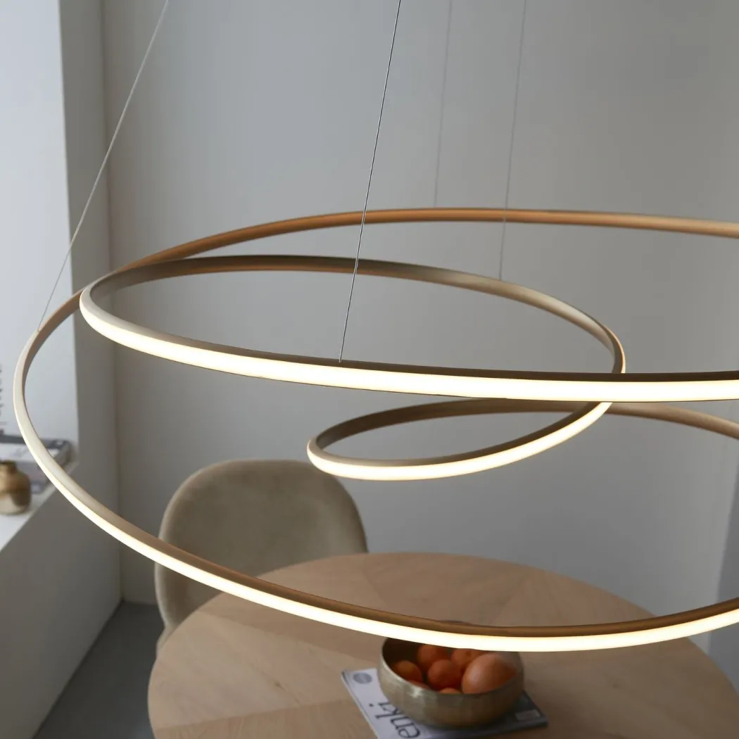 Twirl LED Gold Pendant Ceiling Light Large