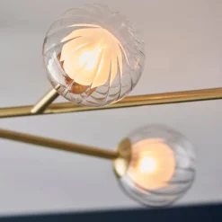Udo 6 Light Satin Brass Semi Flush Ceiling Light