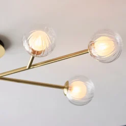 Udo 6 Light Satin Brass Semi Flush Ceiling Light