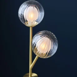 Udo 2 Light Satin Brass Table Lamp with Glass Shades