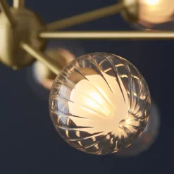 Udo 9 Light sating Brass Ceiling Pendant