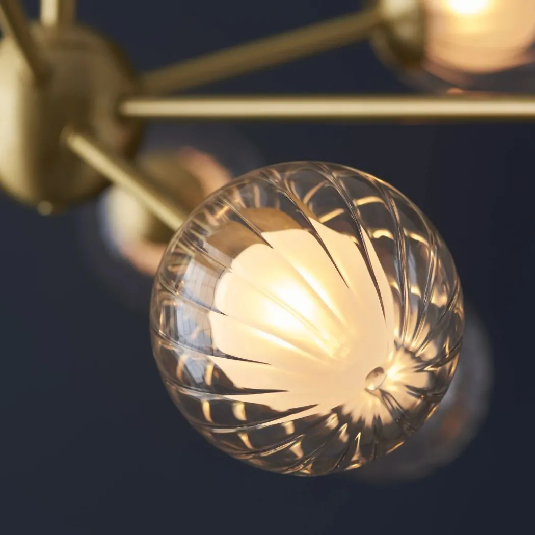 Udo 9 Light sating Brass Ceiling Pendant