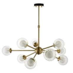 Udo 9 Light sating Brass Ceiling Pendant