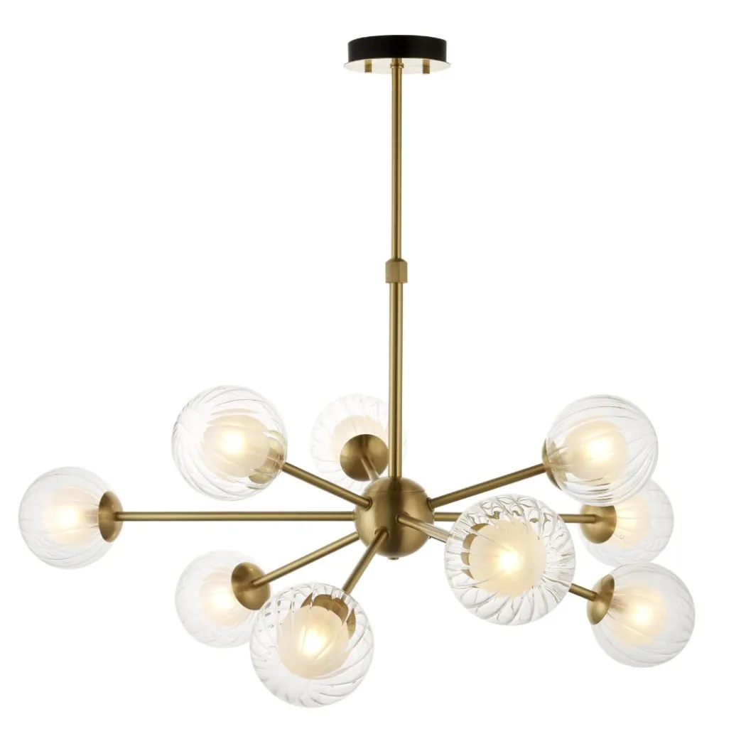 Udo 9 Light sating Brass Ceiling Pendant