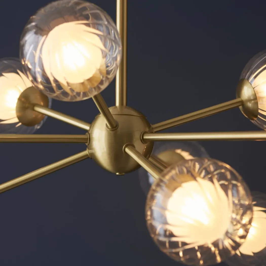 Udo 9 Light sating Brass Ceiling Pendant